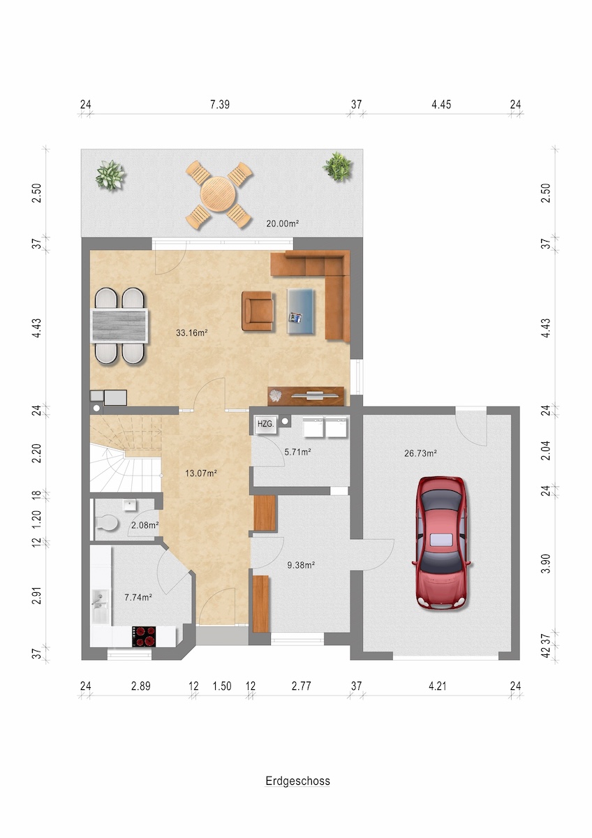 Grundriss EG Doppelhaush�lfte Naunhof
