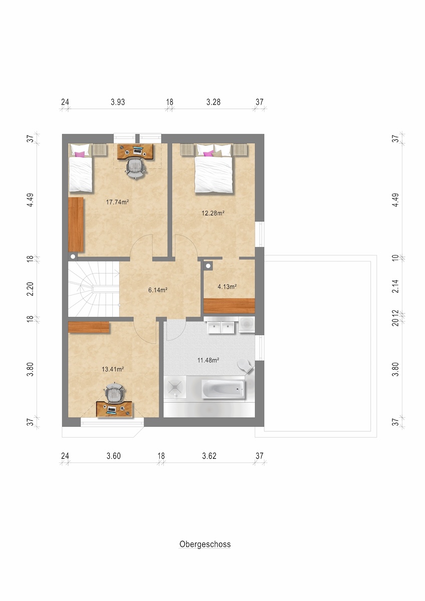 Grundriss OG Doppelhaush�lfte Naunhof