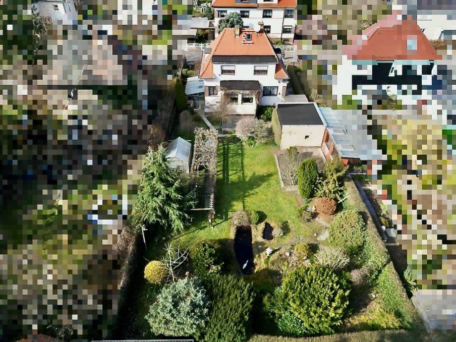 Der Garten aus der Vogelperspektive. Einfamilienhaus Leipzig