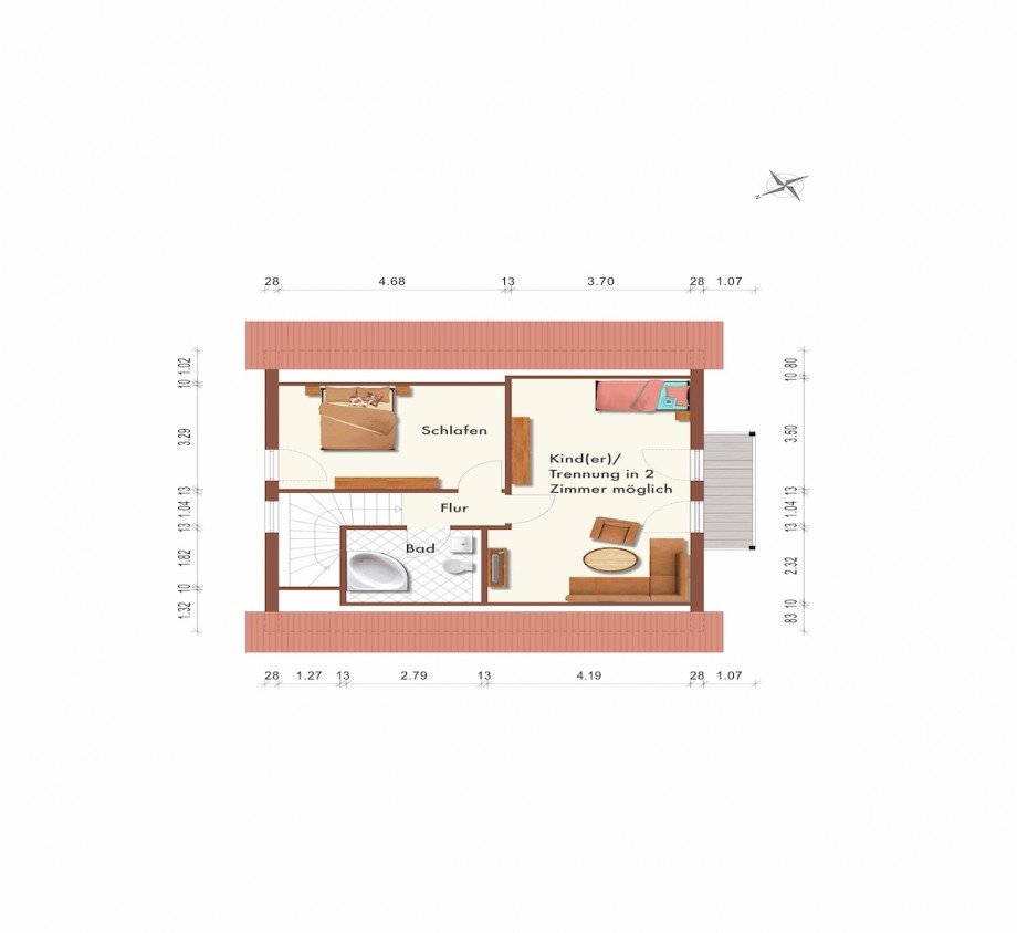 Grundriss DG Einfamilienhaus Leipzig