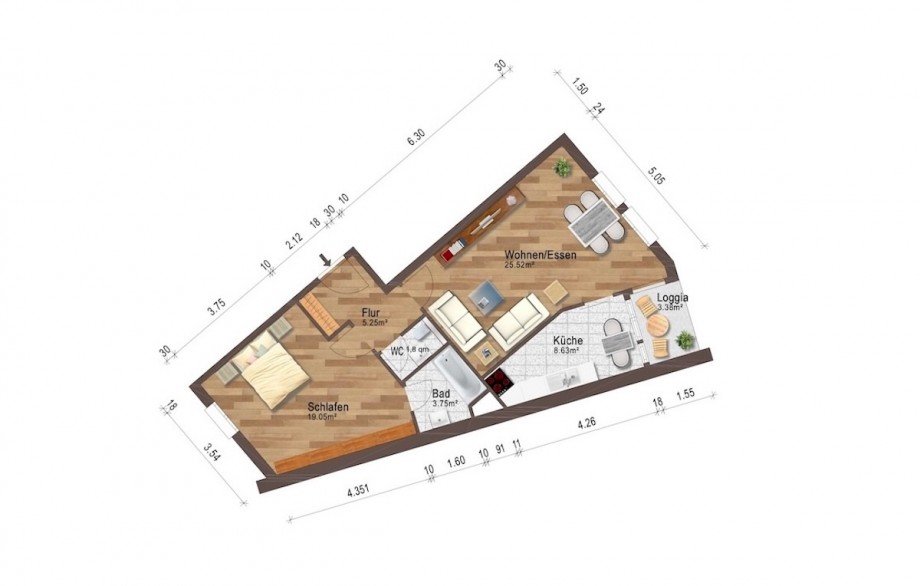 Grundriss Etagenwohnung Leipzig