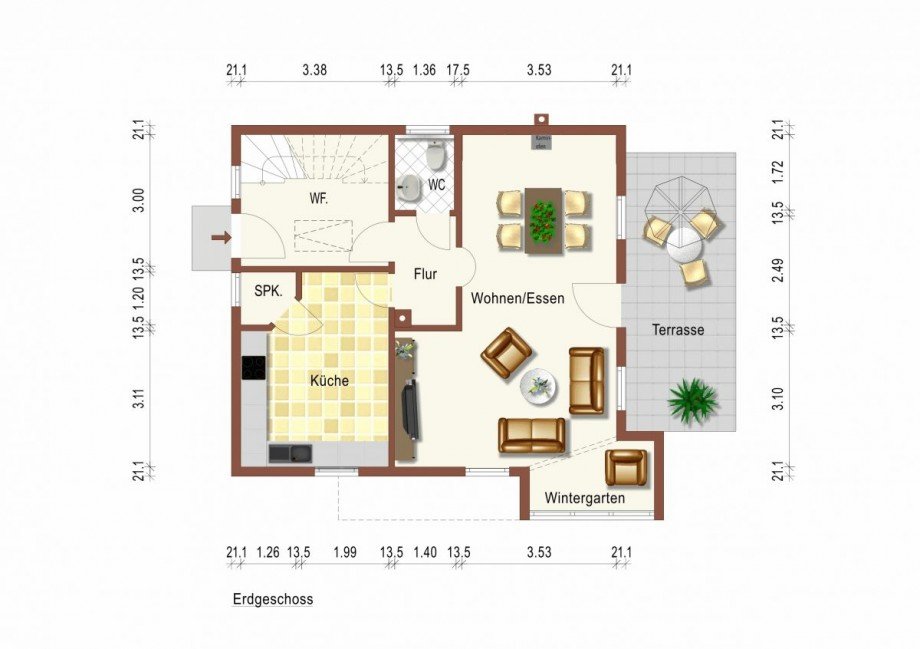 Grundriss Erdgeschoss Einfamilienhaus Grimma