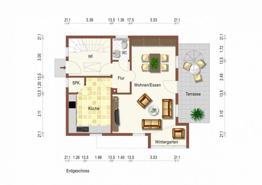 Grundriss Erdgeschoss Einfamilienhaus Jeesewitz