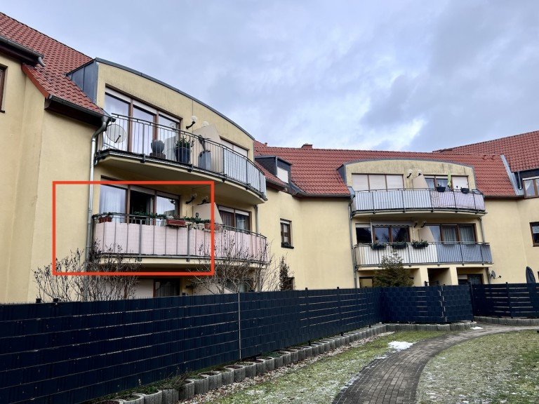 Balkonansicht Wohnung Machern Etagenwohnung +++ TOP-gepflegte Eigentumswohnung mit TG-Stellplatz in Machern +++